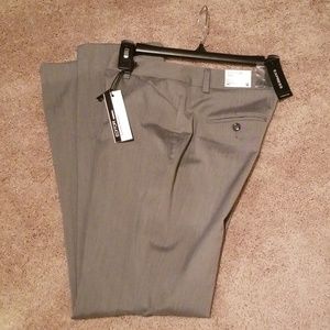Express Editor flare leg low rise pants, gray 0S